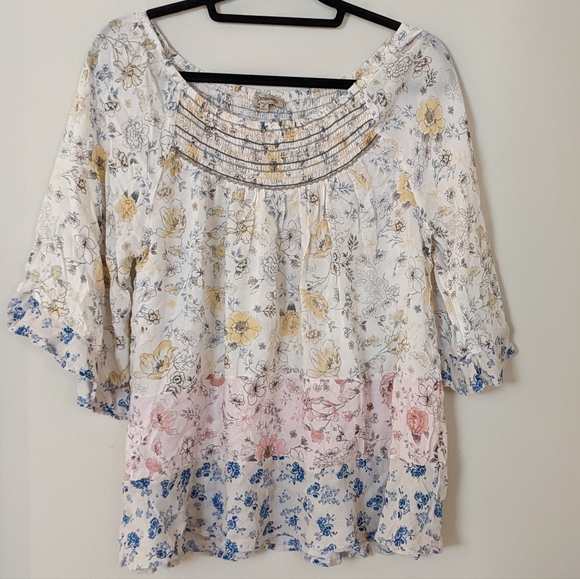 Democracy Size Large Peasant Top Stretchy Neck Floral Very Pretty!! 😱💗 - Picture 6 of 10